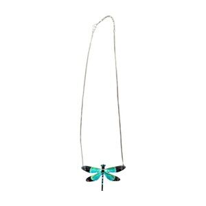 Vintage Enamel Dragonfly Necklace | Sterling Silver Cloisonné Pendant Whimsical